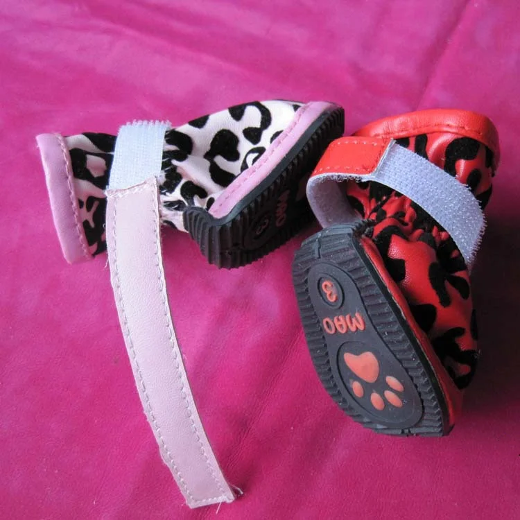 New Fashion Pu Leopard Print Pet Shoes