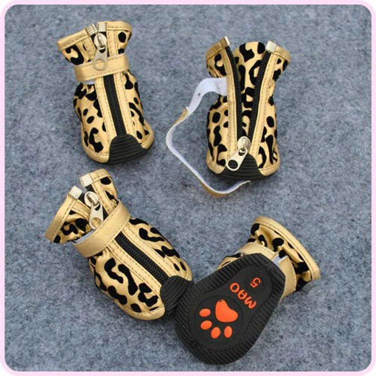 New Fashion Pu Leopard Print Pet Shoes