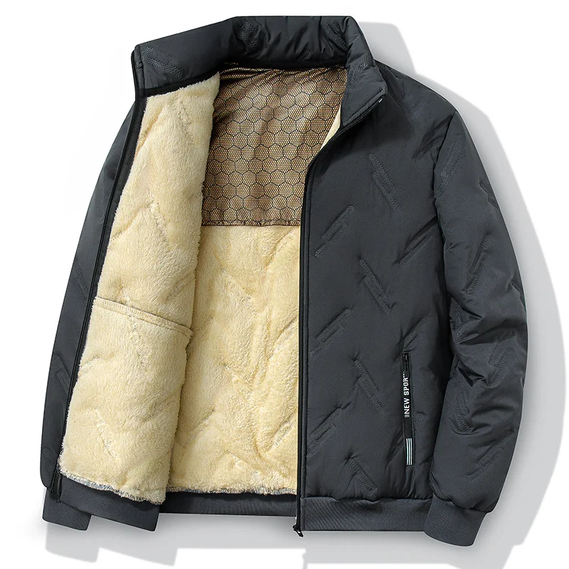 Graphene‑patterned cotton coat with thick fleece lining for winter warmth