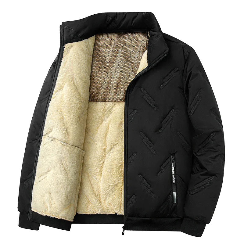 Graphene‑patterned cotton coat with thick fleece lining for winter warmth