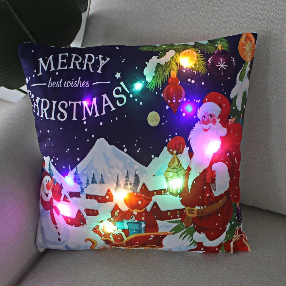 New Lantern Christmas Led Light Super Soft Short Plush Pillowcase