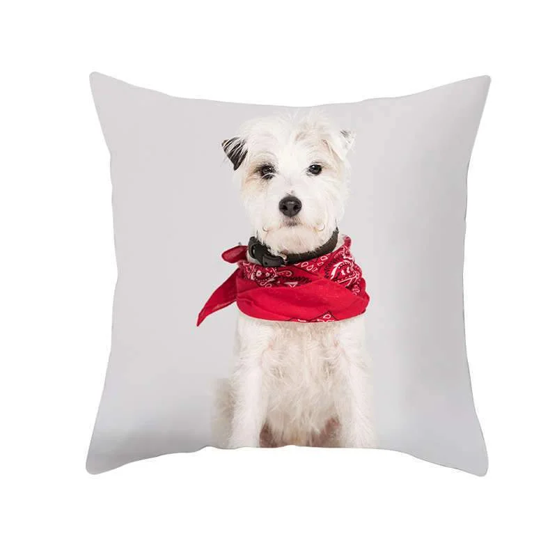 New Pet Print Christmas Peach Skin Pillowcase
