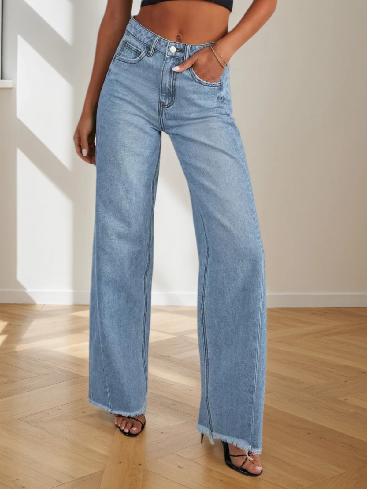 New Women's Jeans, Wide Leg Denim Pants, Suitable for All Seasons