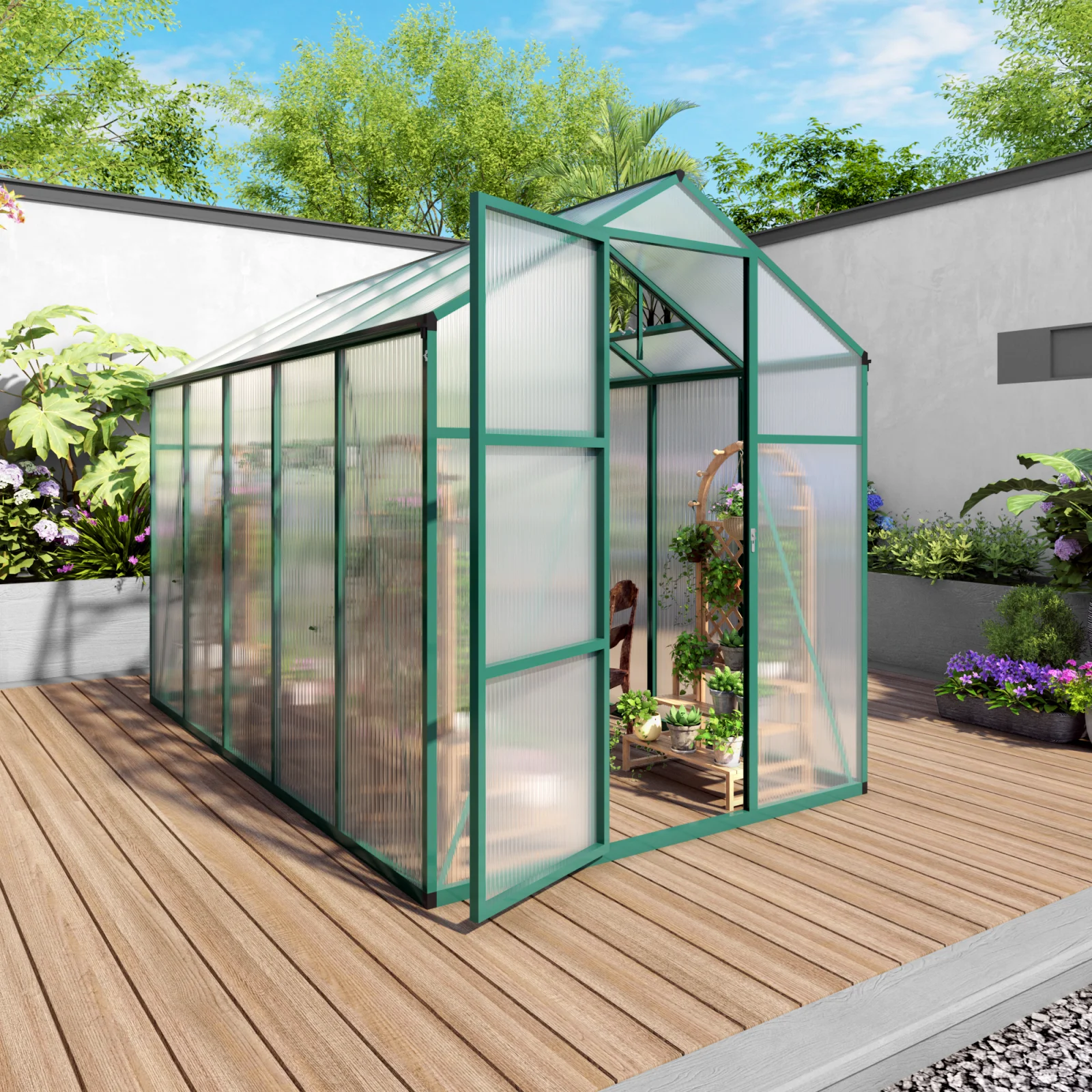Newly Marketed Gain Height Windproofaluminum Greenhouse 6x10 Ft Polycarbonate Greenhouse Raised Base and Anchor Aluminum Heavy Duty Walk-in Greenhouses for Outdoor Backyard in All Season