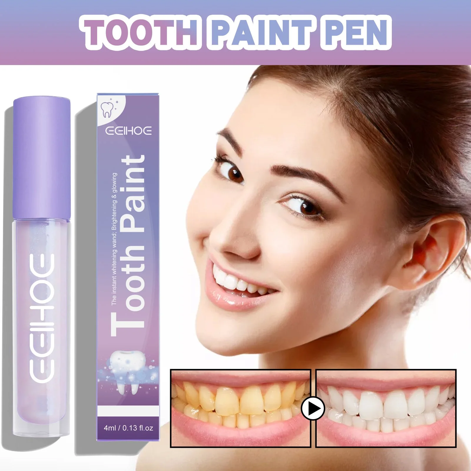 Pearlescent Teeth Whitening Pen with Mica Powder for Instant Smile Brightening, Body Care