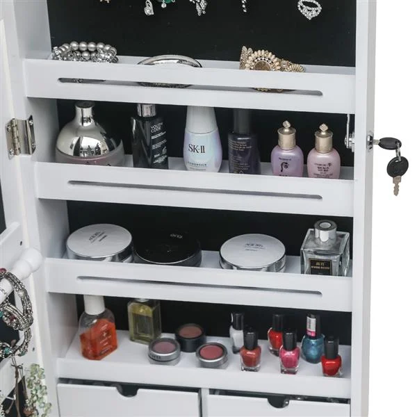 Non Full Mirror Wooden Wall Mounted Jewelry Storage Mirror Cabinet