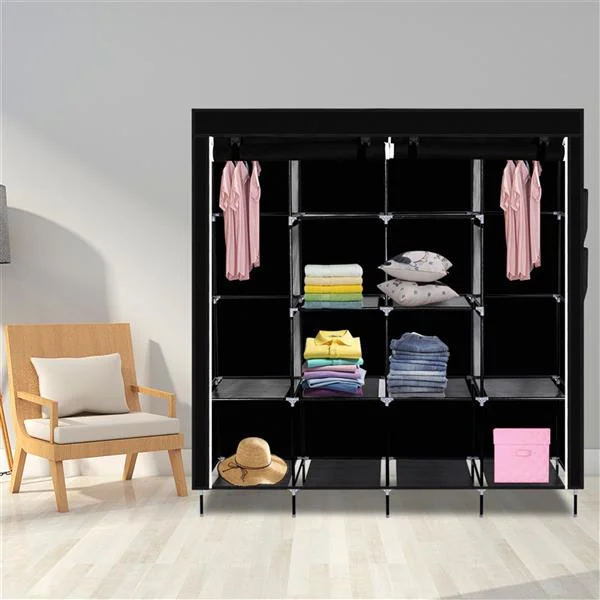 Non Woven Wardrobe with 4 Rows of High Feet and 4 Side Pockets
