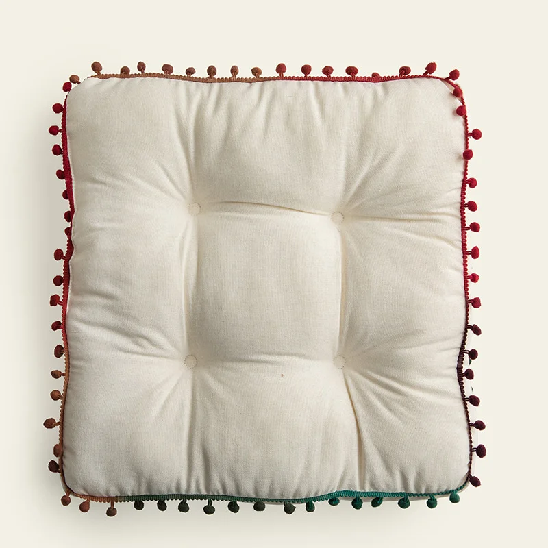 Nordic Ins Solid Color Fur Ball Thickened Cushion Home