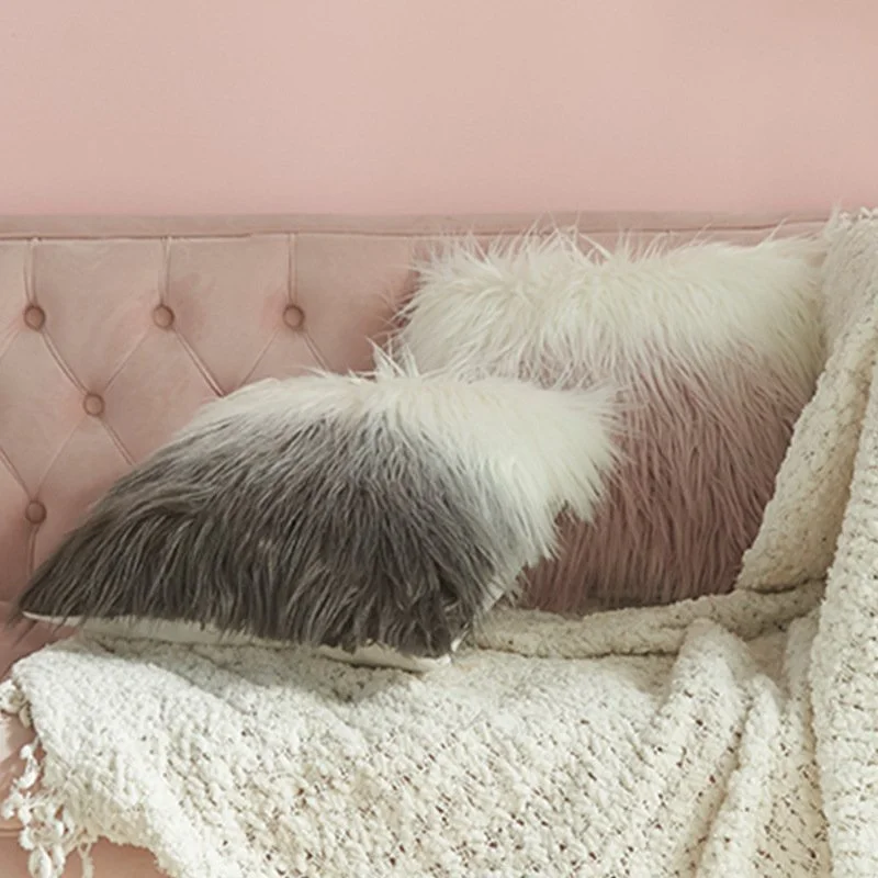 Nordic Ins Style Gradual Color Wool Throw Pillow