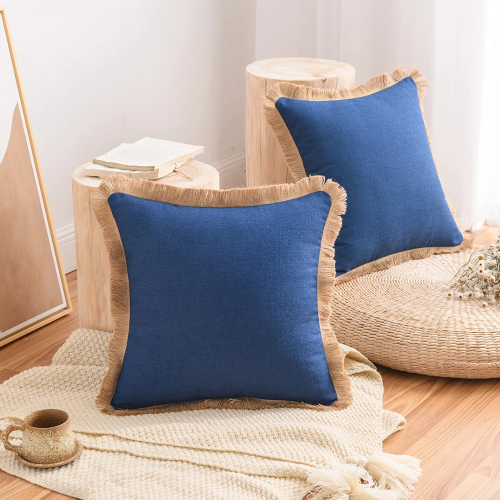 Nordic Ins Style Thickened Solid Color Cotton and Linen Pillowcase