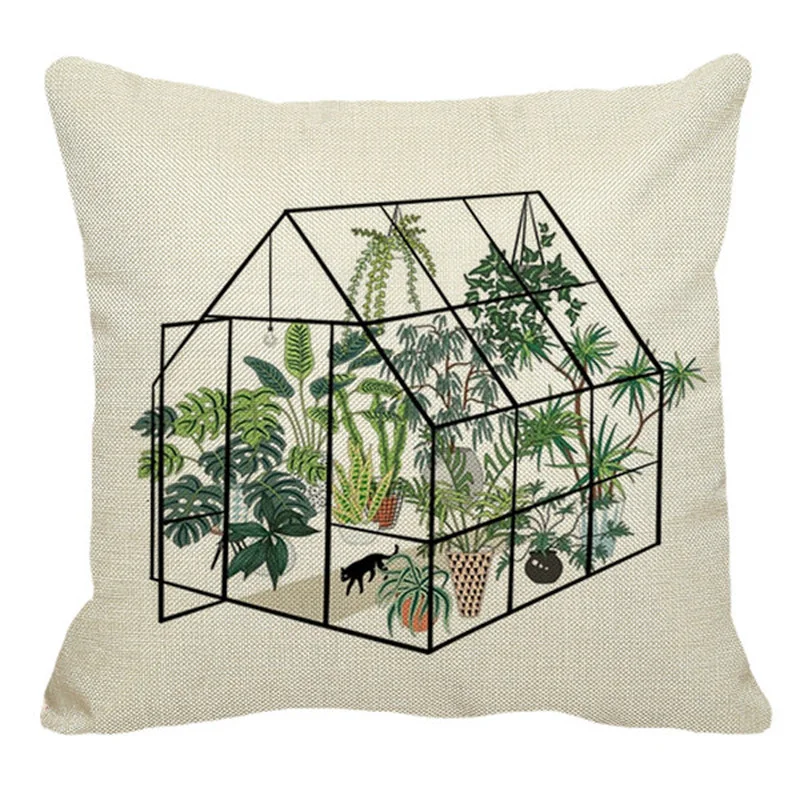 Nordic Style Linen Pillowcase Potted Green Plants