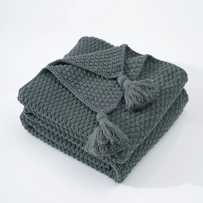 Nordic Tassel Knitted Blanket Office Nap Sofa Cover Bed End Towel