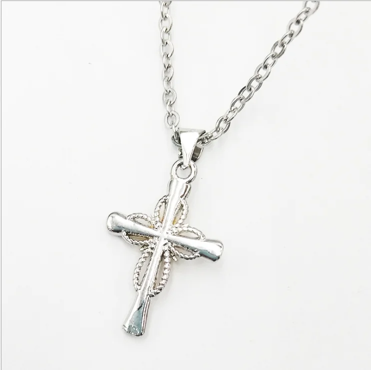 Silver Octagonal Cross Pendant – 22x15mm Alloy Charm for Women