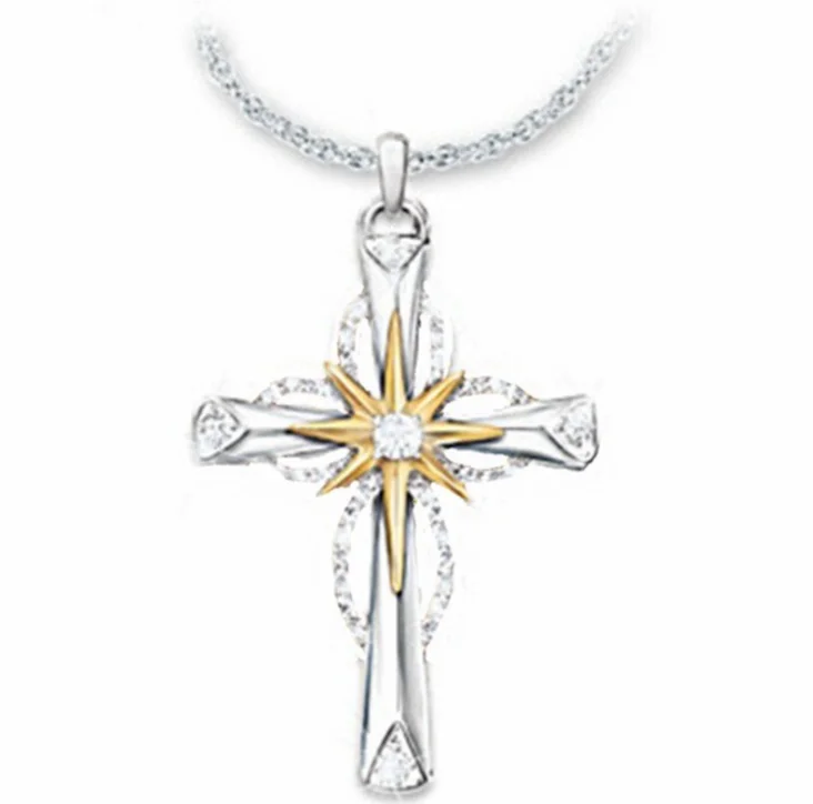 Silver Octagonal Cross Pendant – 22x15mm Alloy Charm for Women
