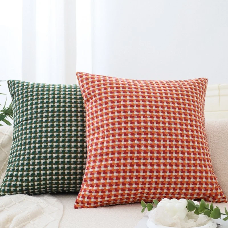 Geometric Abstract Office Cushion Cover with Lumbar Support - Modern Minimalist Pillowcase in Orange Blue Green
