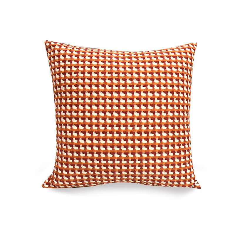 Geometric Abstract Office Cushion Cover with Lumbar Support - Modern Minimalist Pillowcase in Orange Blue Green