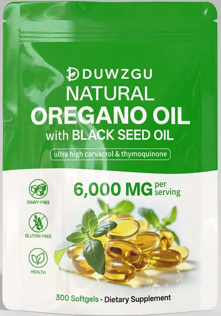 Black Seed Oregano Oil Softgels - 6000mg Capsules for Immune Support