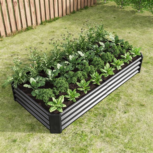 Large Corrugated Galvanized Metal Raised Garden Bed Kit for Vegetables and Flowers