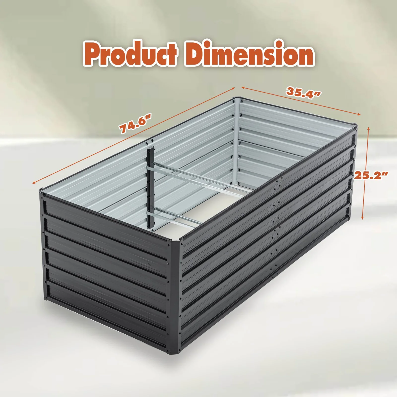 Black Galvanized Raised Garden Bed Kit – Sleek Rectangle Planter for Veggies, Fruits & Herbs