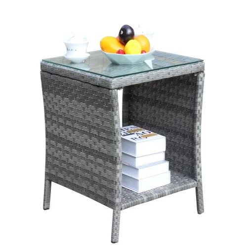 Outdoor Patio Furniture 1 Coffee Table with Clear Tempered Glass