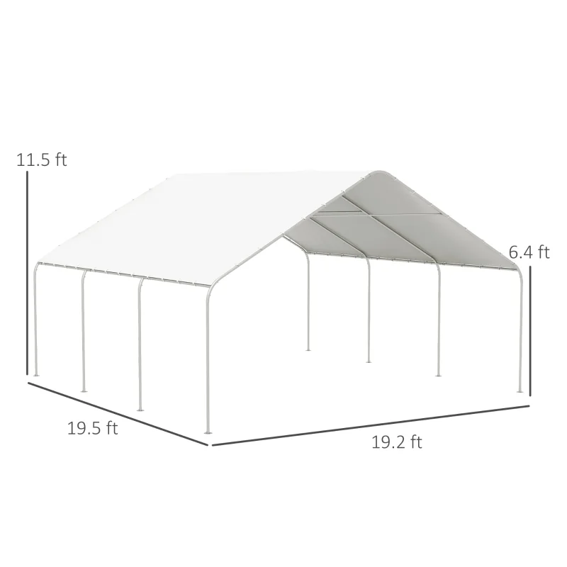 Outsunny 19' X 19.5' Carport, Portable Garage and Patio Canopy Tent, Anti-uv Cover for Car, Truck, Boat, Catering, Weddingmultiple Packages