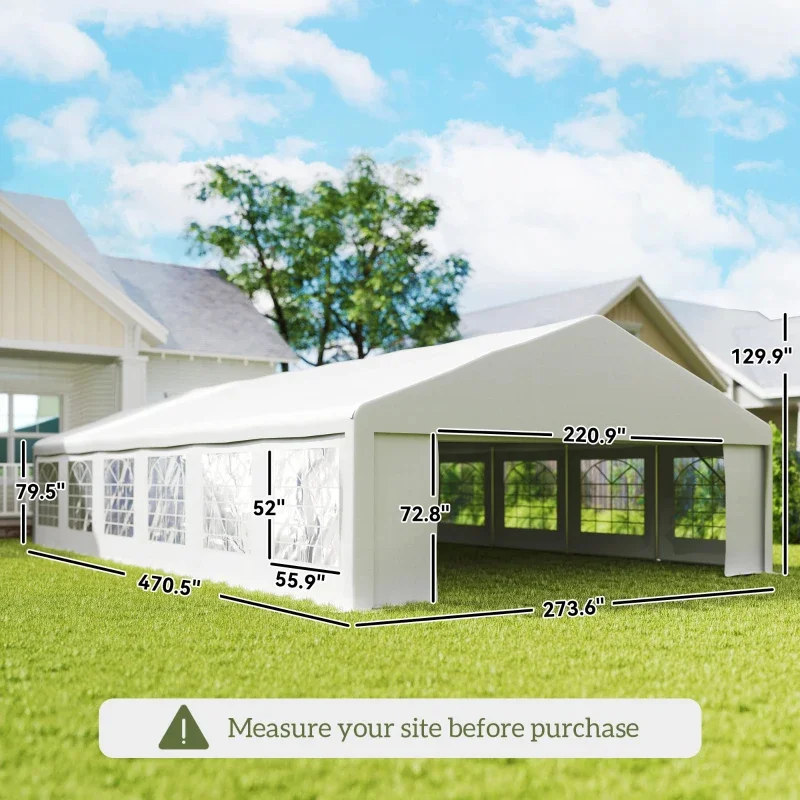 Outsunny 23' X 39' Large Outdoor Carport Canopy Party Tent with Removable Protective Sidewalls & Windows, White Multiple Packages
