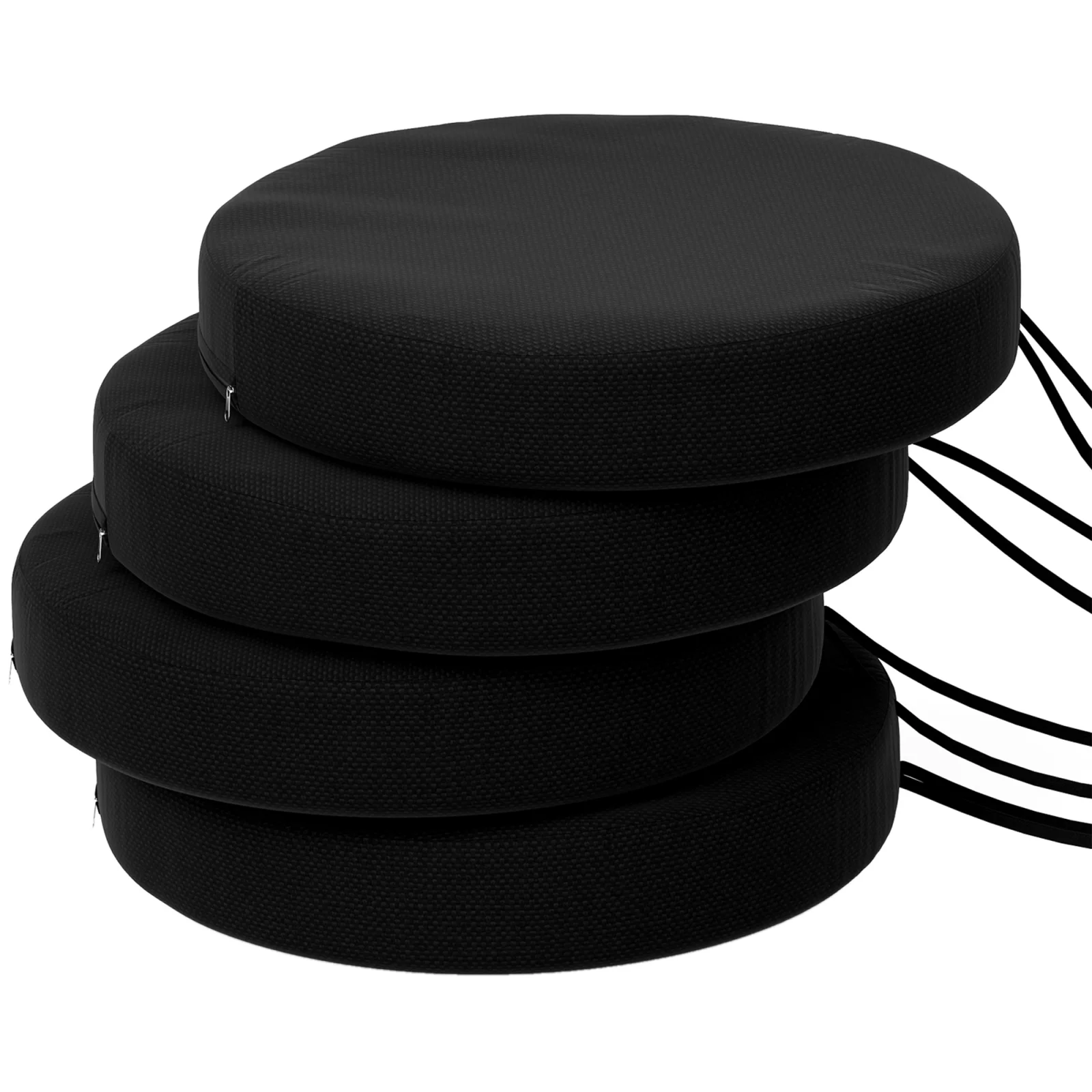 Patio Chair Cushions Set of 4 Round Seat Cushions for Dining Bistro Chairs Machine Washable, 15 X 15 X 3, Black