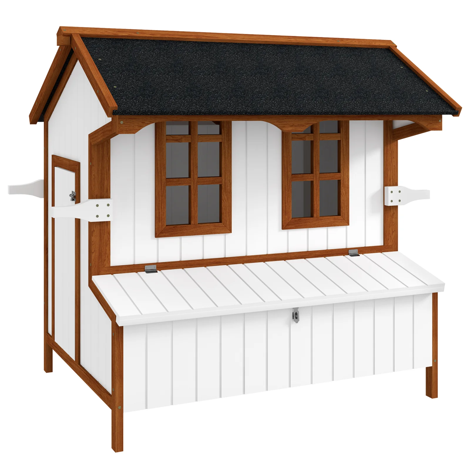 Pawhut 47 Chicken Coop Wooden Chicken House Rabbit Hutch Raised Poultry Cage Portable Hen Pen Backyard with Nesting Box and Handles