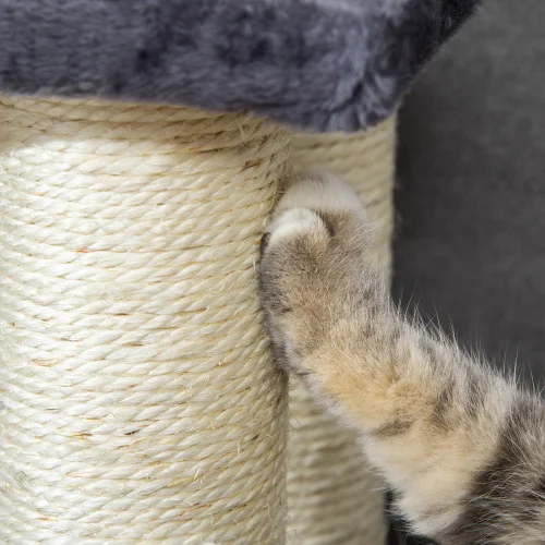 Pawhut Cat Tree with 4 Steps for High Beds Couch, Cute Stair Shaped Cat Tree for Indoor Cats or Dogs W Sisal Scratching Post, Climbing, Playing, Gray