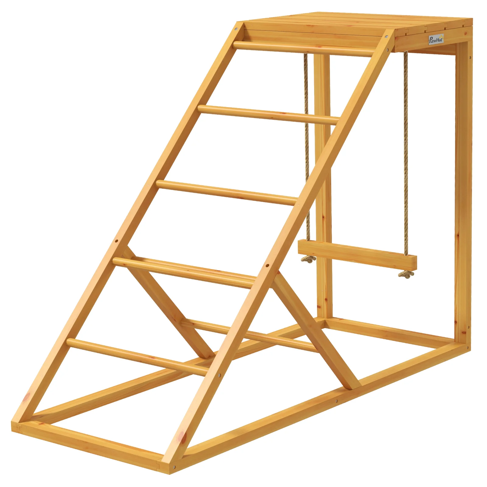 Pawhut Chicken Activity Play for Healthy & Happy Animals, Swing Set with Chicken Perches & Hen Ladder, Chicken Coop Toy, Yellow