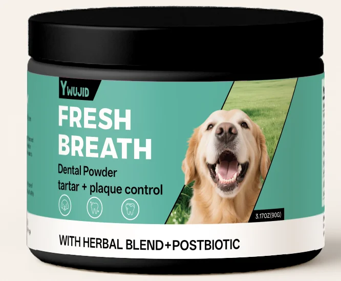 Pet Dental Powder 90g - Plaque & Tartar Reducing Dental Care Powder for Dogs and Cats, Freshens Breath