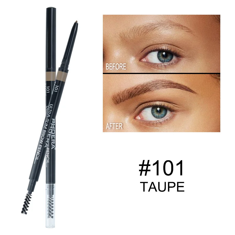 Thin Multicolor Eyebrow Pencil Set – 5 Shades Including Taupe, Soft Brown, Dark Brown, Dark Brunette & Black