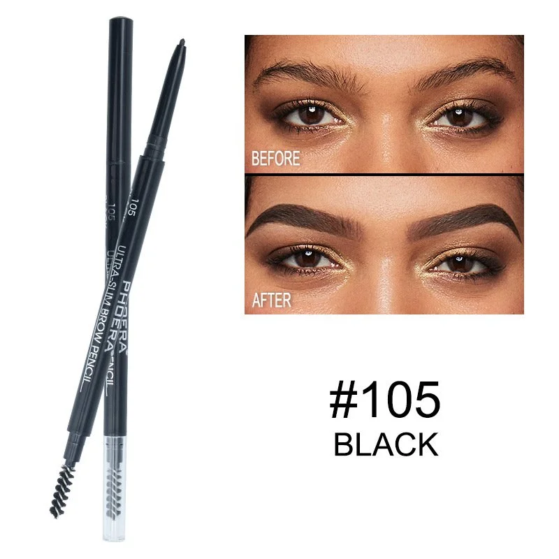 Thin Multicolor Eyebrow Pencil Set – 5 Shades Including Taupe, Soft Brown, Dark Brown, Dark Brunette & Black