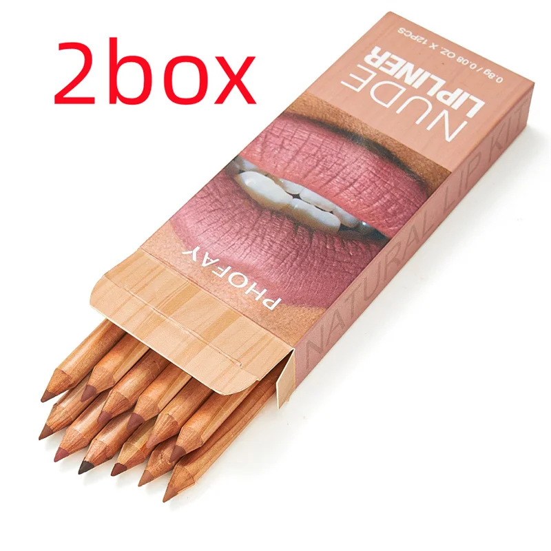 Nude lipliner kit with matte finish, long‑lasting 12‑piece lip liner set