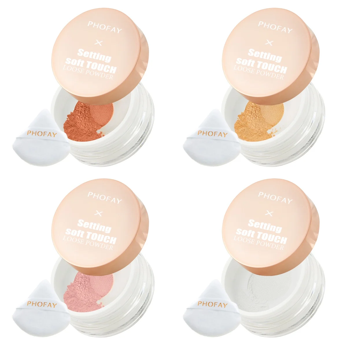 Soft Touch Loose Powder Makeup Set - Long-Lasting, Sweatproof, Weightless 10g with Puff
