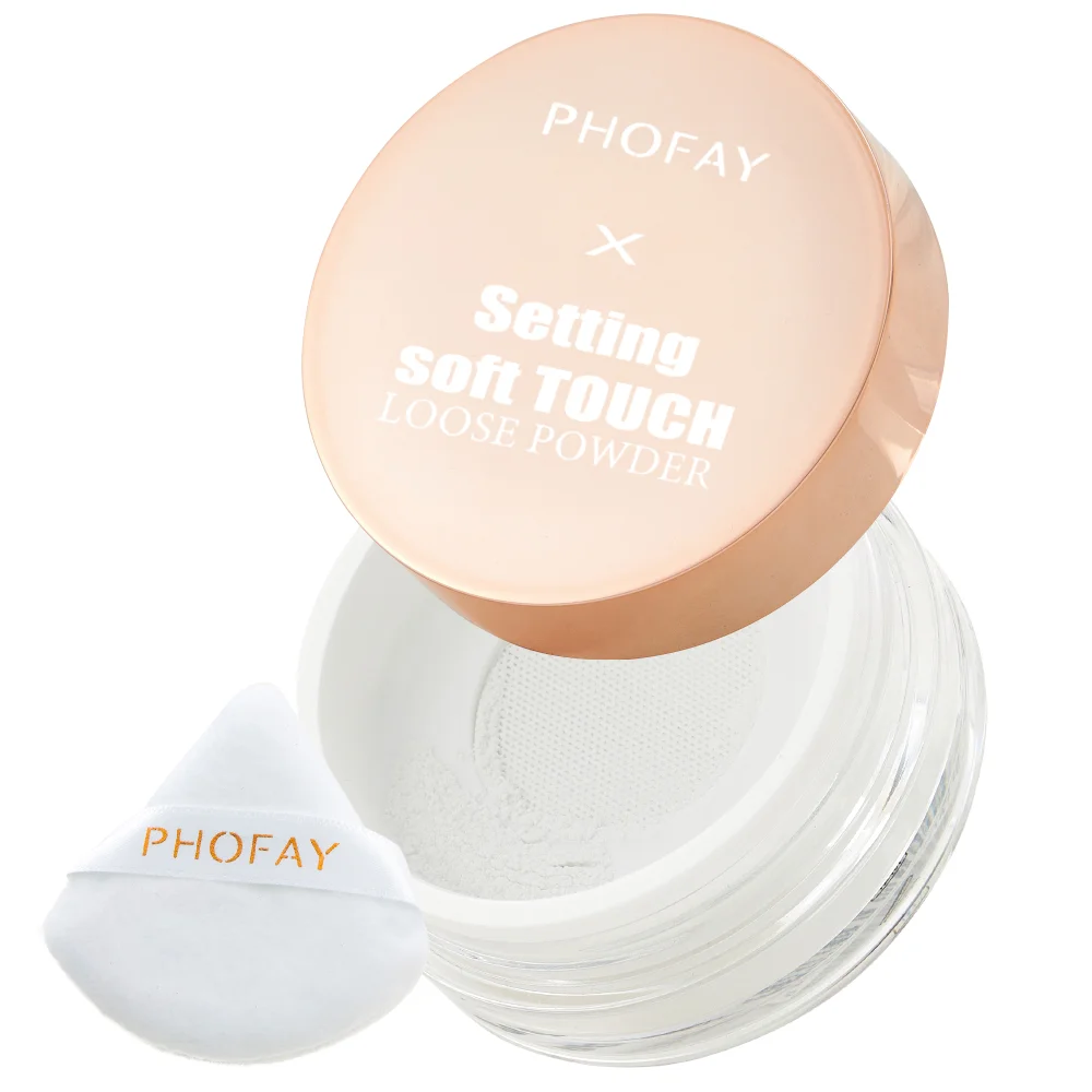 Soft Touch Loose Powder Makeup Set - Long-Lasting, Sweatproof, Weightless 10g with Puff