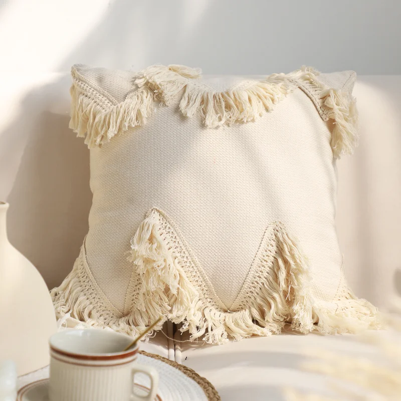 Pillowcase Tufted Pillow Solid Color Cover Waist Cushion
