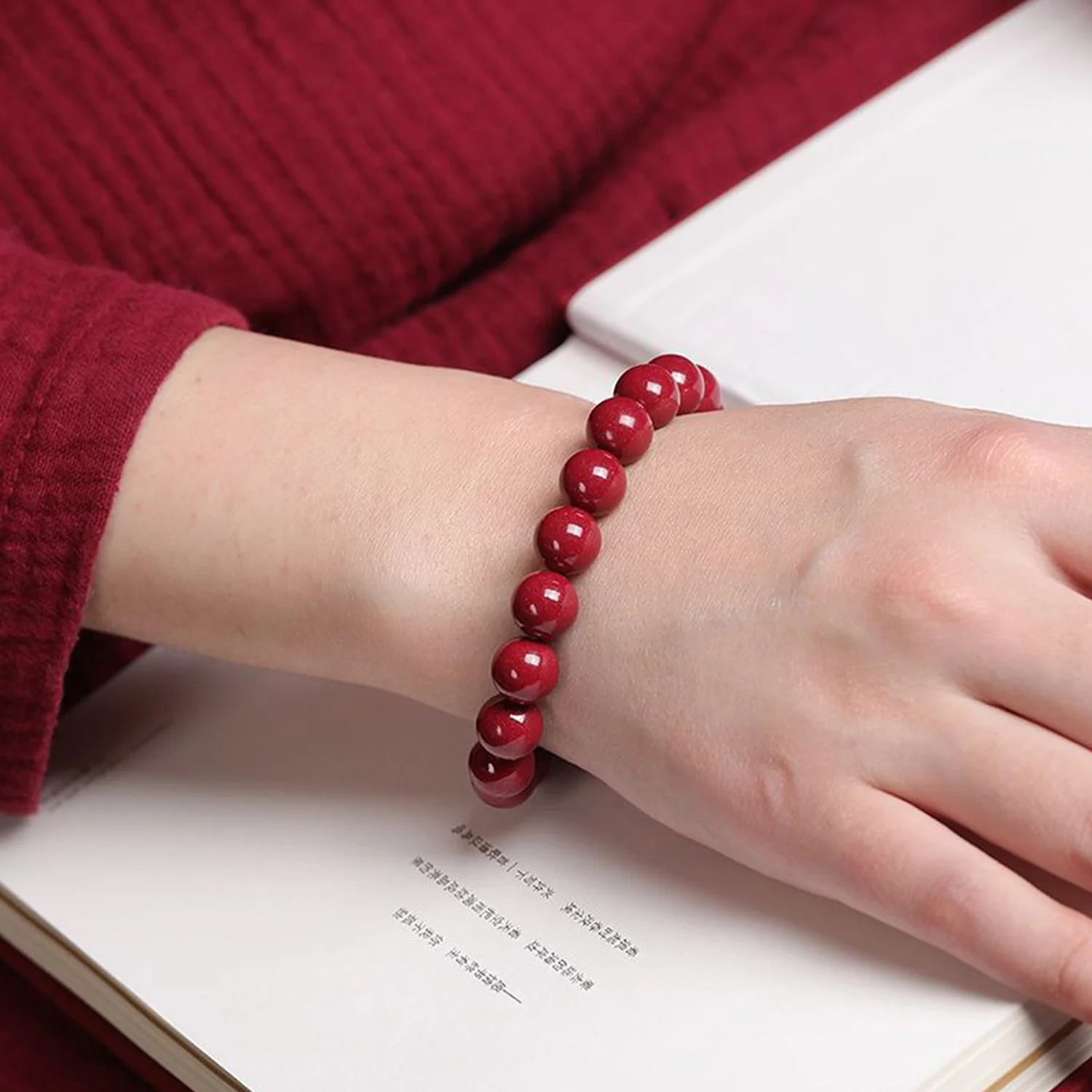 Plain cinnabar bracelet – simple red metal band for everyday wear