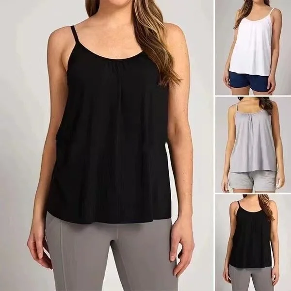 Plus Size Underwear Yoga Sports T with Chest Pad