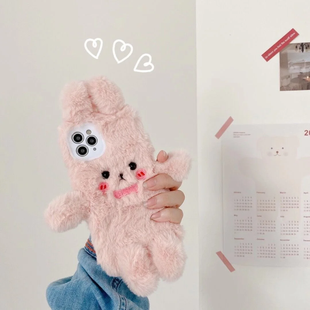 Plush Bow Pink Rabbit Phone Case