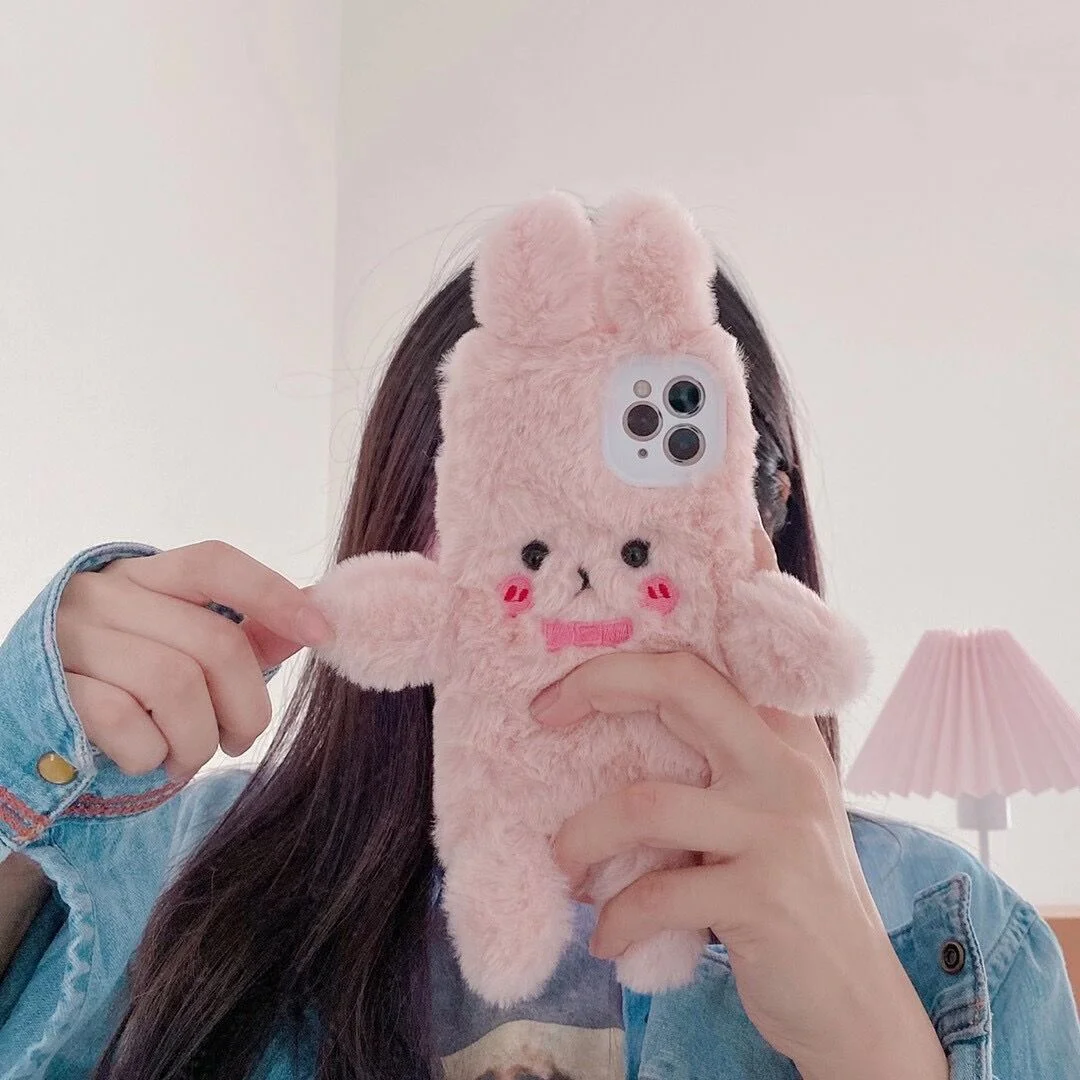 Plush Bow Pink Rabbit Phone Case