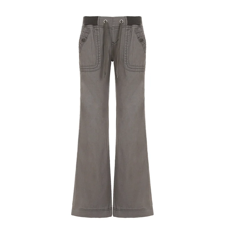 Pocket Contrast Color Thread Waist Head Made Old Low Waist Straight Jeans