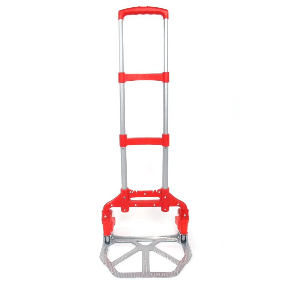Red Portable Foldable Telescopic Trolley with 75kg Load Capacity for Easy Moving