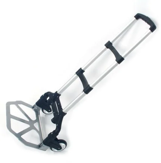 Foldable Black Aluminum Luggage Cart with Telescopic Handle – Portable Trolley
