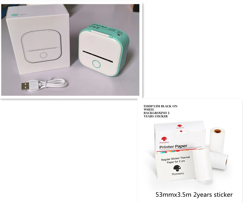 Portable mini Bluetooth label printer with inkless thermal printing – 87mm pocket size
