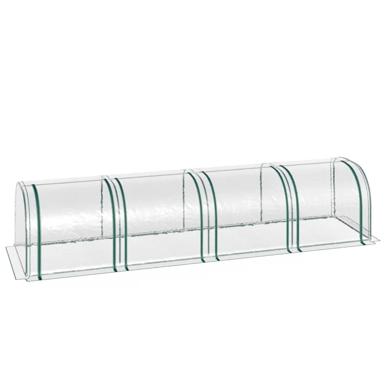 Portable Tunneled Greenhouse with 4 Zippered Doors, Water Uv Fighting Pvc Cover