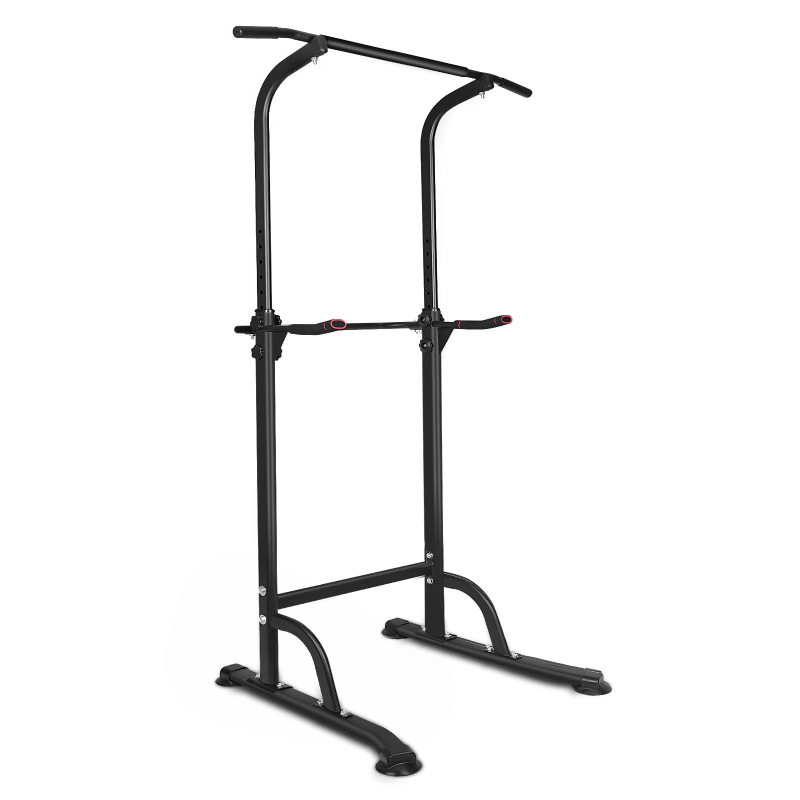 Power Tower Exercise Parallel Bar Pull-Up Bar with Detachable Bench – Adjustable Steel Frame, 330lb Capacity, Space-Saving Home Gym Equipment