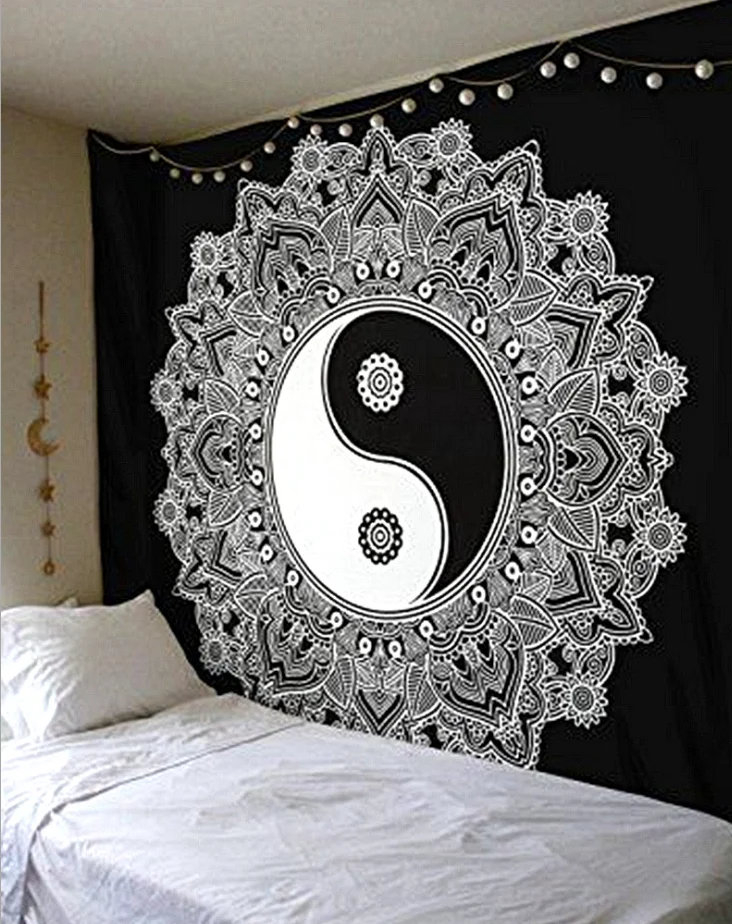 Printed Home Tapestry Black and White with Wall Hanging Beach Towel Beach Blanket