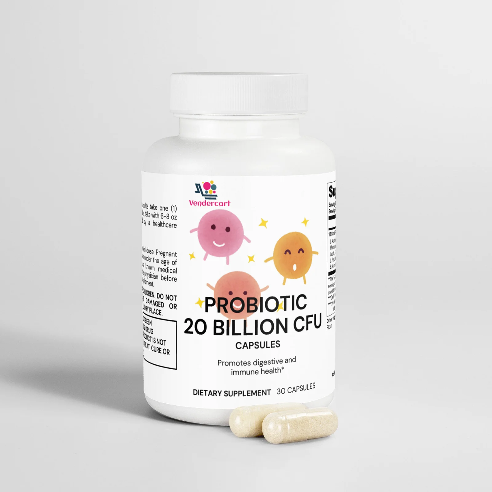 Probiotic 20 Billion CFU Dietary Supplement Capsules for Gut and Immune Health