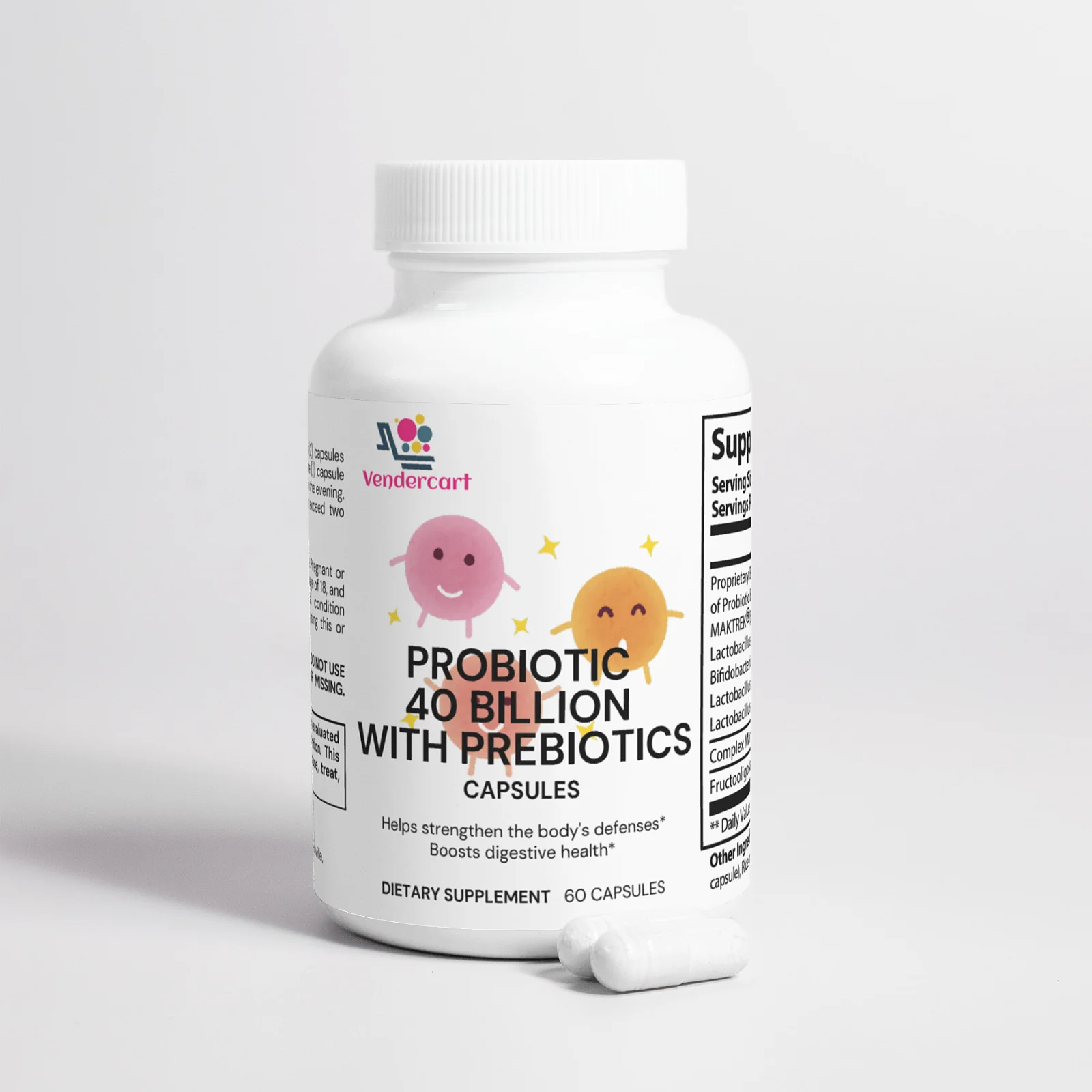 Probiotic 40 Billion Capsules with Prebiotics for Digestive and Immune Support
